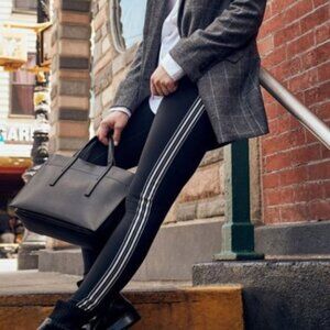 Athleta Track Tux Tights Black White Stripe Size XXS